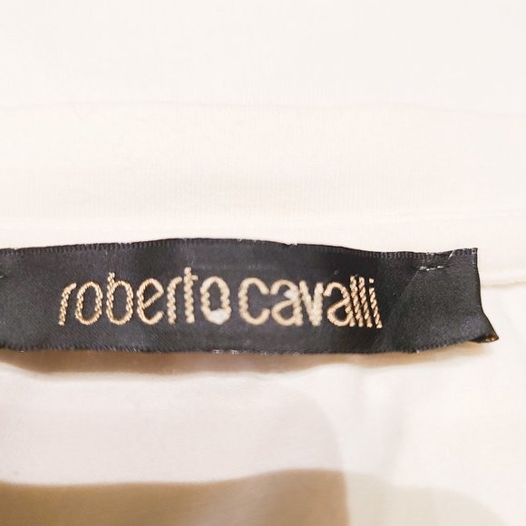 ROBERTO CAVALLI LOGO STUDDED LONG SLEEVE COTTON SHIRT / TOP - Size: 42 - Picture 6 of 9